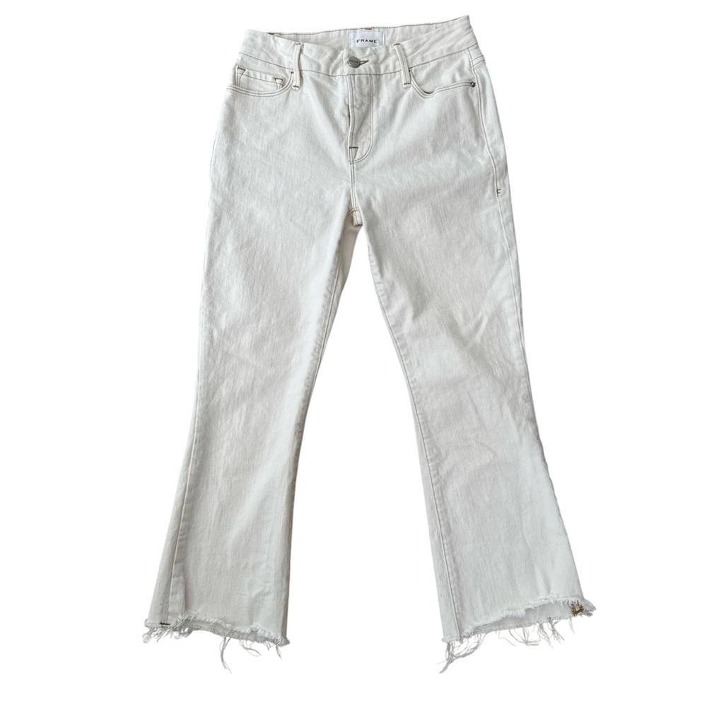 Frame Denim Cream Le Crop Mini Boot